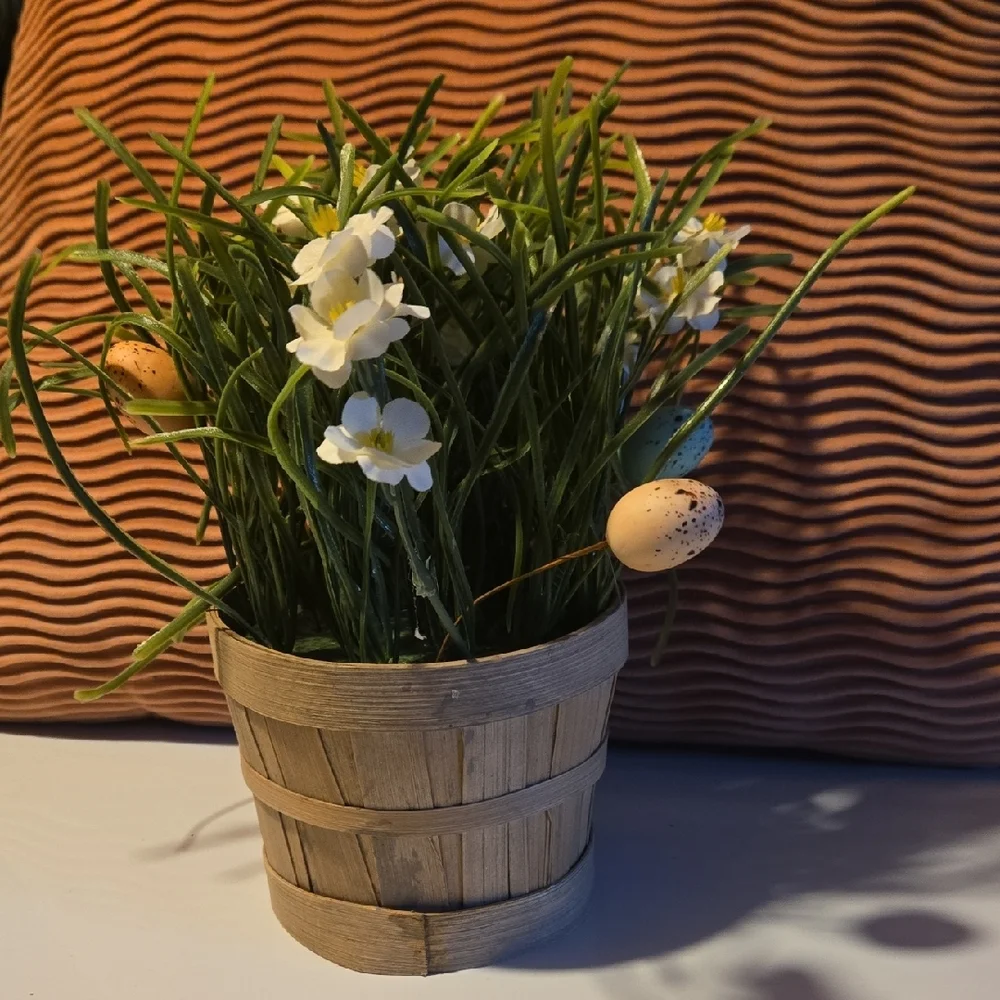Flower And Egg Arrangement In Basket